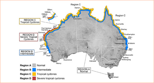 Wind and Cyclone Regions of Australia